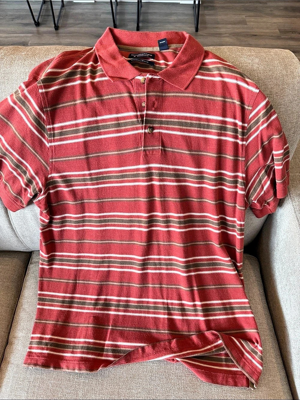 Roundtree & Yorke Men's Striped Polo Red & White XL